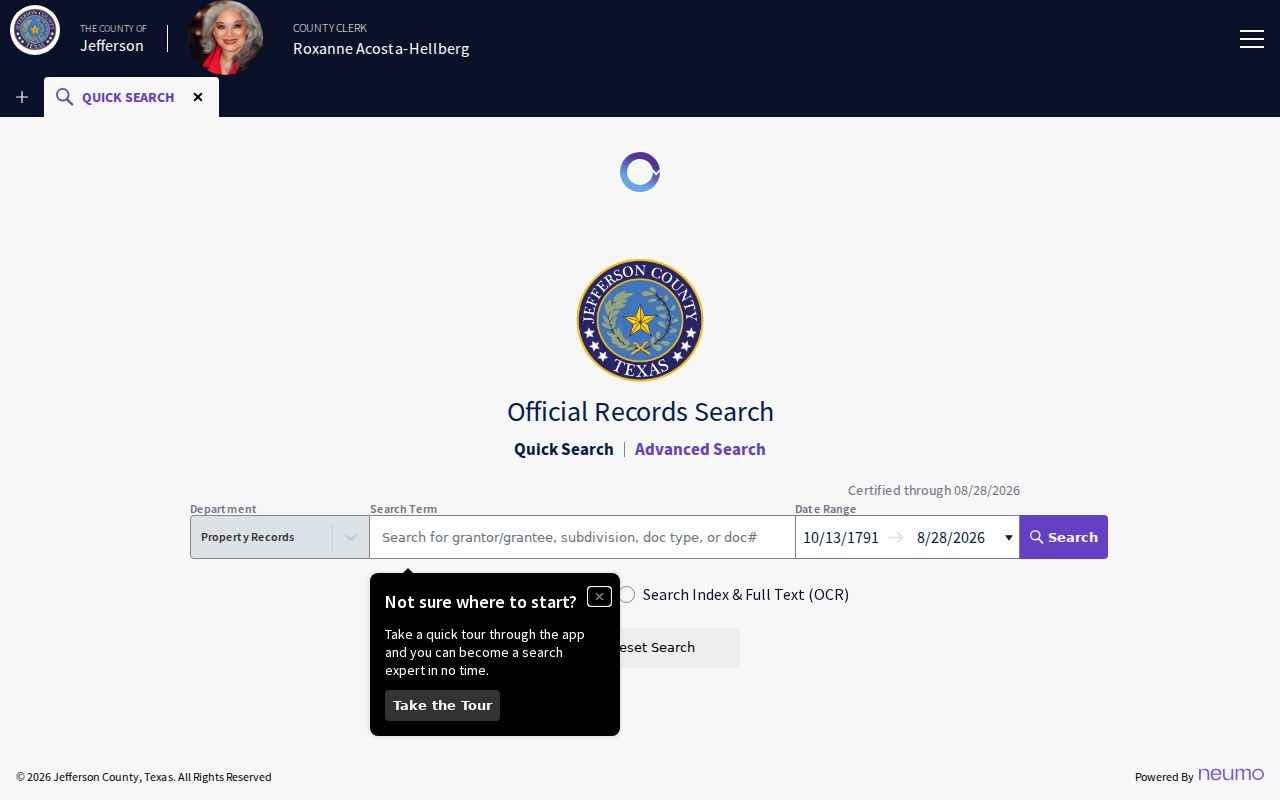 Beaumont street directory Jefferson County deed index search